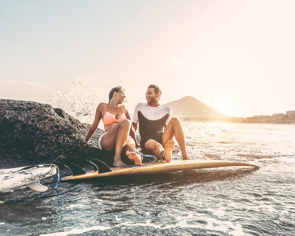 Couple with surf